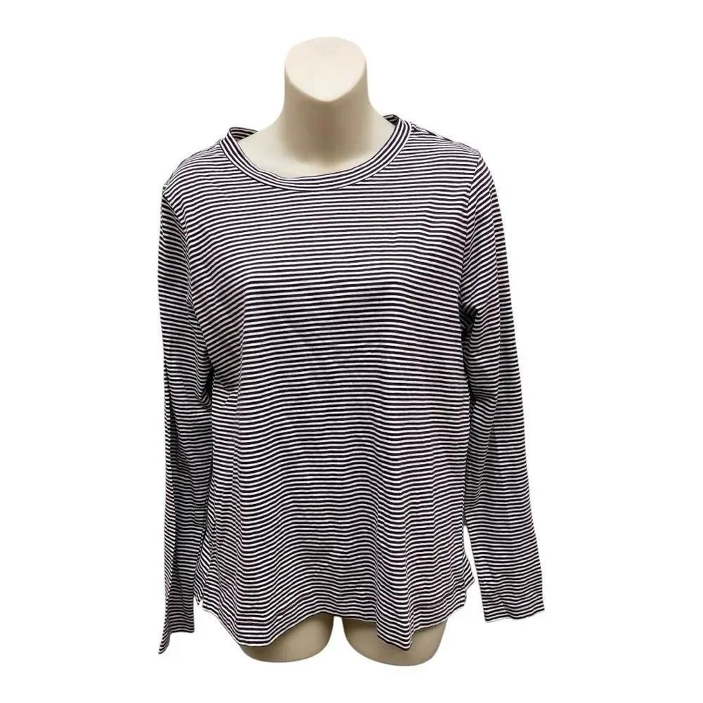NWT Loft Stripped Long Sleeve Cotton Basic T Shirt Size  L Classic Preppy Casual